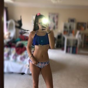 royal blue/ pink target bikini